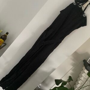 CASSIS black halter strapless jumpsuit romper pantsuit belt pants